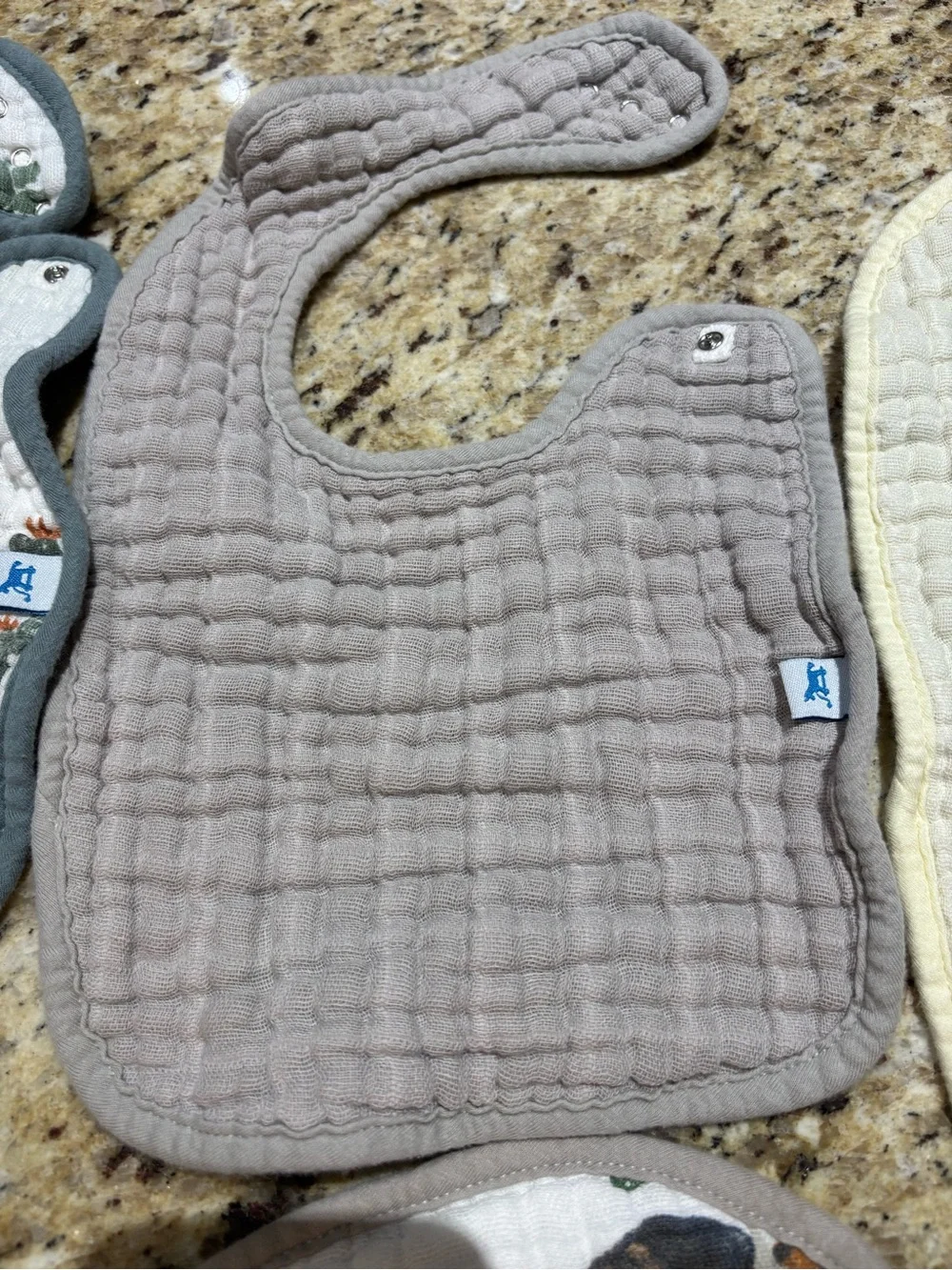 Assorted Quilted Baby Bibs - Olive, Cream, Gray, White Prints little unicorn